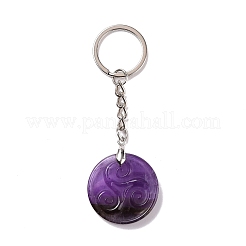 Natural Amethyst Triskele/Triskelion Pendant Keychain&nbsp;KEYC-A031-01P-02