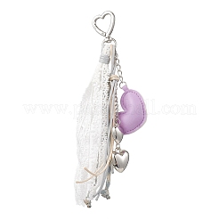 Heart Imitation Leather & CCB Plastic Pendant Decorations&nbsp;HJEW-JM04265