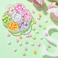 196Pcs 7 Colors Acrylic Bicolor Heart Beads&nbsp;OACR-CJ0001-60