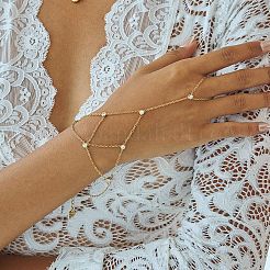304 Stainless Steel Pavel Clear Cubic Zirconia Flat Round Tassel Cable Chain Ring Bracelets for Women&nbsp;CZ6446