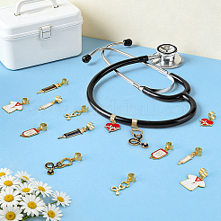 14Pcs 7 Styles Medical Theme Alloy Enamel Stethoscope Pendant Decorations&nbsp;HJEW-PH02583