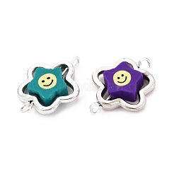 Polymer Clay Smiling Face Star Beads with CCB Plastic Frame Connector Charms&nbsp;CLAY-T022-27M