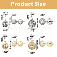 8Pcs 4 Styles Brass Hollow Round Cage Pendants&nbsp;KK-YW0004-37