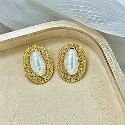 Alloy & Plastic Pearl Stud Earrings&nbsp;WGEF248-01