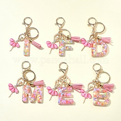 Letter A~Z Transparent Glitter Resin Pendant Keychains&nbsp;KEYC-FZ00024-22