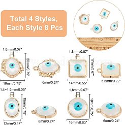 32Pcs 4 Style Rack Plating Alloy Enamel Pendants&nbsp;FIND-FH0004-13