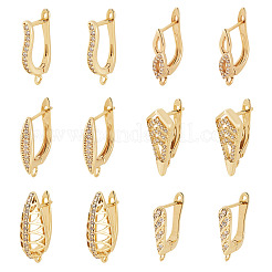 6 Styles Brass Micro Pave Clear Cubic Zirconia Hoop Earring Findings&nbsp;KK-TA0002-87