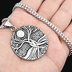 Viking Stainless Steel Box Chain Tree of Life Pendant Necklaces for Men&nbsp;PW-WGA998B-01