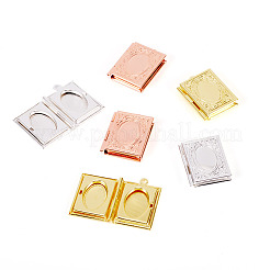 6Pcs 3 Colors Brass Locket Pendants&nbsp;KK-TA0001-98