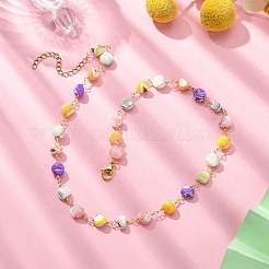 Natural Shell Nugget Beaded Chain Necklaces&nbsp;NJEW-JN04358