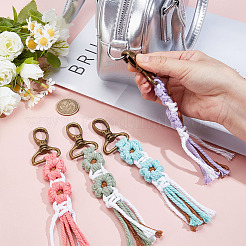 6Pcs 6 Colors Cotton Cord Knitted Flower Tassel Pendant Decoration&nbsp;HJEW-MA00026