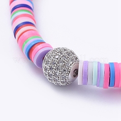 Handmade Polymer Clay Heishi Bead Stretch Bracelets&nbsp;BJEW-JB05097-02