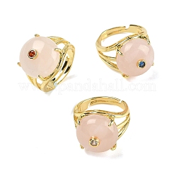 Brass Micro Pave Cubic Zirconia(Random Color) Cuff Open Rings&nbsp;RJEW-D347-02G-07