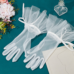 Satin Lace Bridal Short Gloves&nbsp;AJEW-WH0473-10