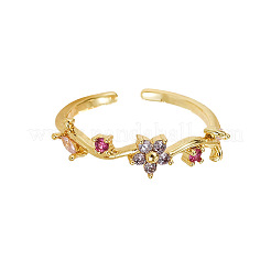 Brass Micro Pave Clear Cubic Zirconia Cuff Open Rings&nbsp;WG8A69B-01