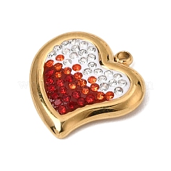 Gradient Color 304 Stainless Steel & Polymer Clay Pave Rhinestone Pendants&nbsp;SA-CBAA9A2-08G-05