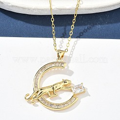Brass Micro Pave Clear Cubic Zirconia Pendant Necklaces for Women&nbsp;NJEW-S449-01B-G