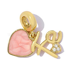 Brass Micro Pave Clear Cubic Zirconia Pendants&nbsp;CU-OY001-70G