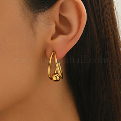 Teardrop with Round Stainless Steel Stud Earrings&nbsp;UU4012