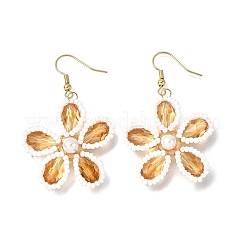 Glass Flower Dangle Earrings&nbsp;EJEW-TA00715-03