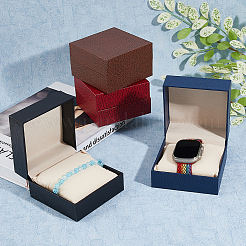 4Pcs 4 Colors Lychee Print Cardboard Watch Storage Gift Box&nbsp;CON-FH0001-54