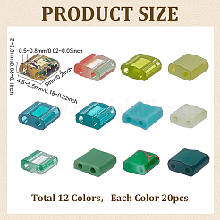 240Pcs 12 Colors 2-Hole Baking Paint Glass Seed Beads&nbsp;SEED-ME0001-10B