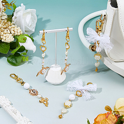 6Pcs 3 Styles Alloy with Plastic Pearl Pendant Keychain&nbsp;KEYC-FH00080