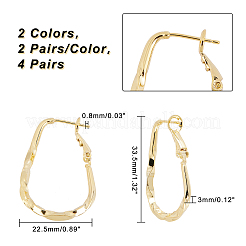 4 Pairs 2 Colors Twist Teardrop Huggie Hoop Earrings&nbsp;EJEW-GA0001-03