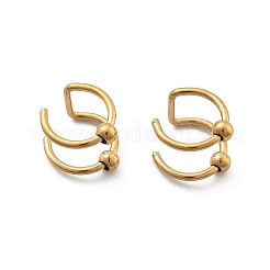 304 Stainless Steel 2 Line Round Clip on Nose Rings&nbsp;AJEW-A062-02G