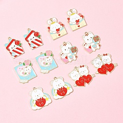 12Pcs 6 Styles Valentine's Day Alloy Enamel Pendants&nbsp;ENAM-FS0002-34