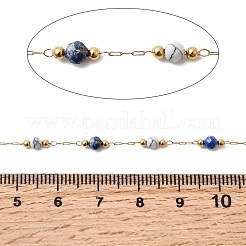 Handmade Natural Lapis Lazuli & Synthetic Howlite & 316 Stainless Steel Round Link Chains&nbsp;CHS-L033-07G-03