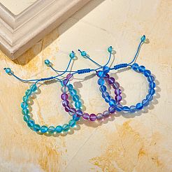 3Pcs Round Synthetic Moonstone Braided Bead Bracelets&nbsp;BJEW-SW00061-02