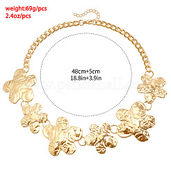 Alloy Big Small Textured Flower Link Chain Necklaces for Women&nbsp;FS-WG4F9B9-01