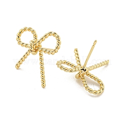 Bowknot Rack Plated Brass Stud Earrings for Women&nbsp;EJEW-Z051-09G
