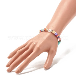 Handmade Polymer Clay Heishi Beads Stretch Bracelet&nbsp;BJEW-JB07372-03