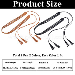 2Pcs 2 Colors Bohemian Imitation Leather Tassel Wrap Chain Belts&nbsp;AJEW-CL0003-47A