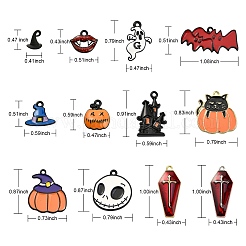24Pcs 12 Style Halloween Theme Alloy Enamel Pendants&nbsp;ENAM-SZ0002-73
