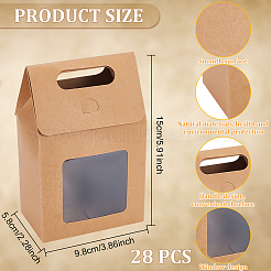 Folding Paper Gift Bags with Hole Handle and Plastic Visible Window&nbsp;ABAG-WH0044-35A