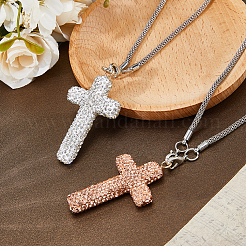 2Pcs 2 Colors Iron Rhinestone Cross Pendant Decorations&nbsp;IFIN-FH0001-95