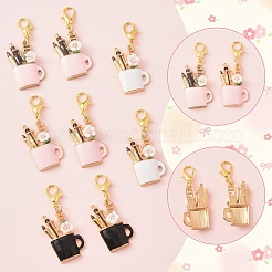 8Pcs 4 Styles Alloy Enamel Pendant Decorations&nbsp;HJEW-YW00467