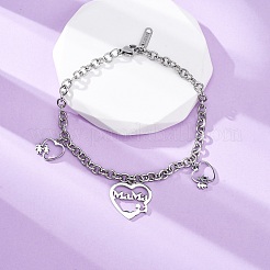 Mother's Day 304 Stainless Steel Charm Bracelets&nbsp;BJEW-A036-03P