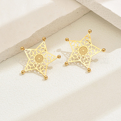 Stainless Steel Hollow Star Stud Earrings&nbsp;BW4018