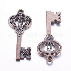 Red Copper Key Tibetan Style Pendant Rhinestone Settings&nbsp;X-TIBE-16047-R-NR