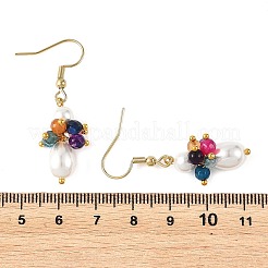 Natural Agate & Shell Pearl Dangle Earrings&nbsp;EJEW-JE07364