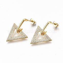 Brass Micro Pave Cubic Zirconia Dangle Stud Earrings&nbsp;EJEW-S208-129B-NF