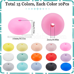 150Pcs 15 Colors Rondelle Silicone Focal Beads&nbsp;SIL-SC0002-26