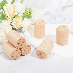 6Pcs 6 Styles Flower Pattern Round Wooden Traditional Chinese Moon Cake Molds&nbsp;AJEW-CA0004-25