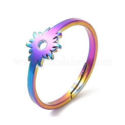 Ion Plating(IP) 304 Stainless Steel Flower Adjustable Ring for Women&nbsp;RJEW-M149-03RC