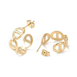 Ion Plating(IP) 304 Stainless Steel C-shape Stud Earrings&nbsp;EJEW-P197-02G