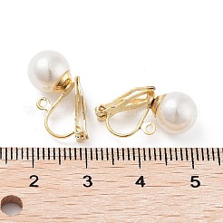304 Stainless Steel Clip-on Earring Findings with Imitation Pearl Plastic Beaded&nbsp;STAS-H216-03B-G